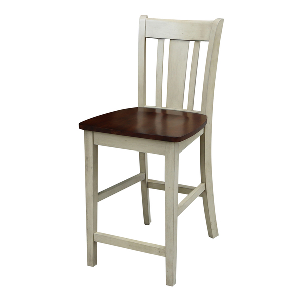 International Concepts San Remo Counter Height Stool, 24" Seat Height, Antiqued Almond/Espresso S12-102